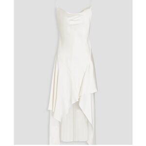 ALICE + OLIVIA us 2 ivory satin 
Evana asymmetric draped satin-twill midi dress
